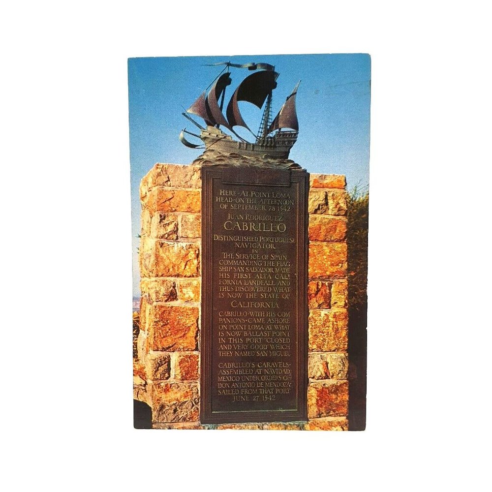 Vintage Postcard Cabrillo Monument Point Loma San Diego California Card H 1224